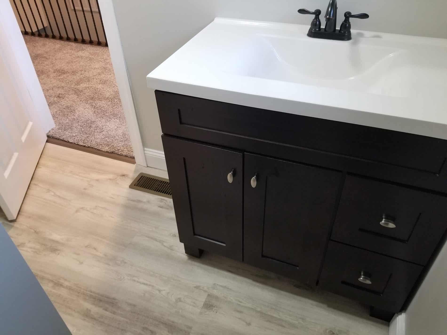 Home Remodel with bathroom on second floor with vanity