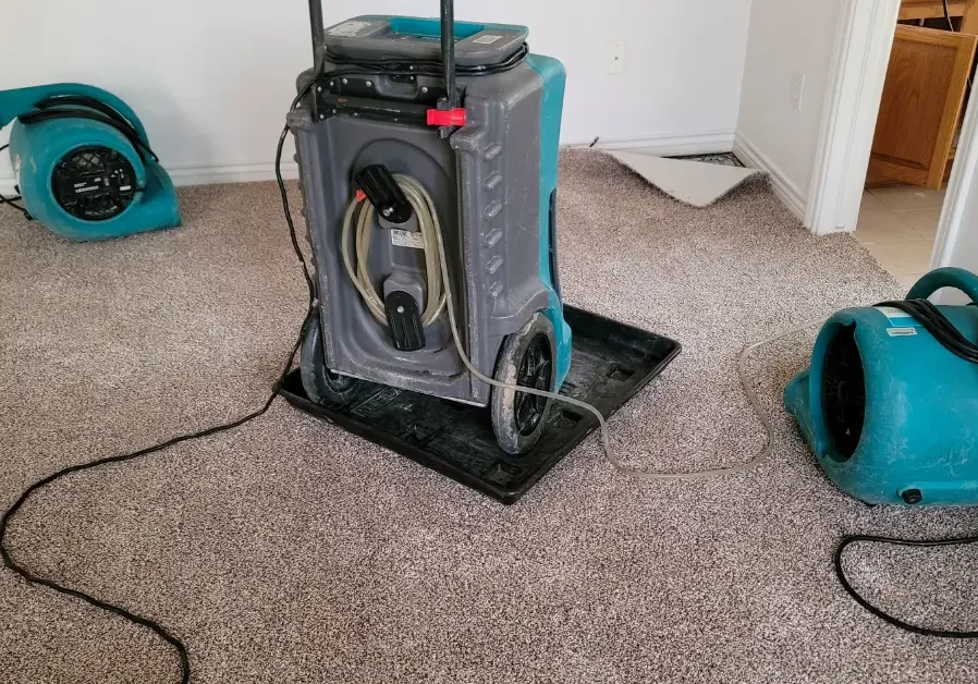 Carpet drying equipment in use