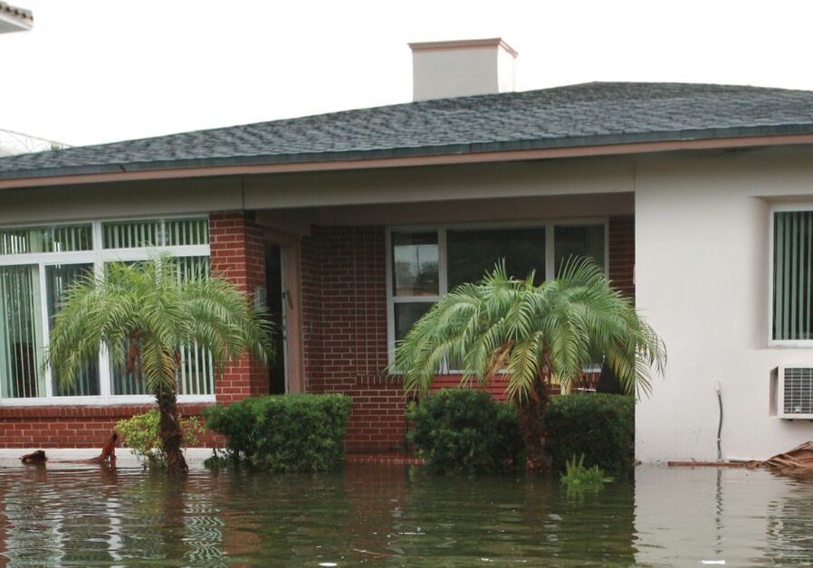 Residential area flooded after heavy rain