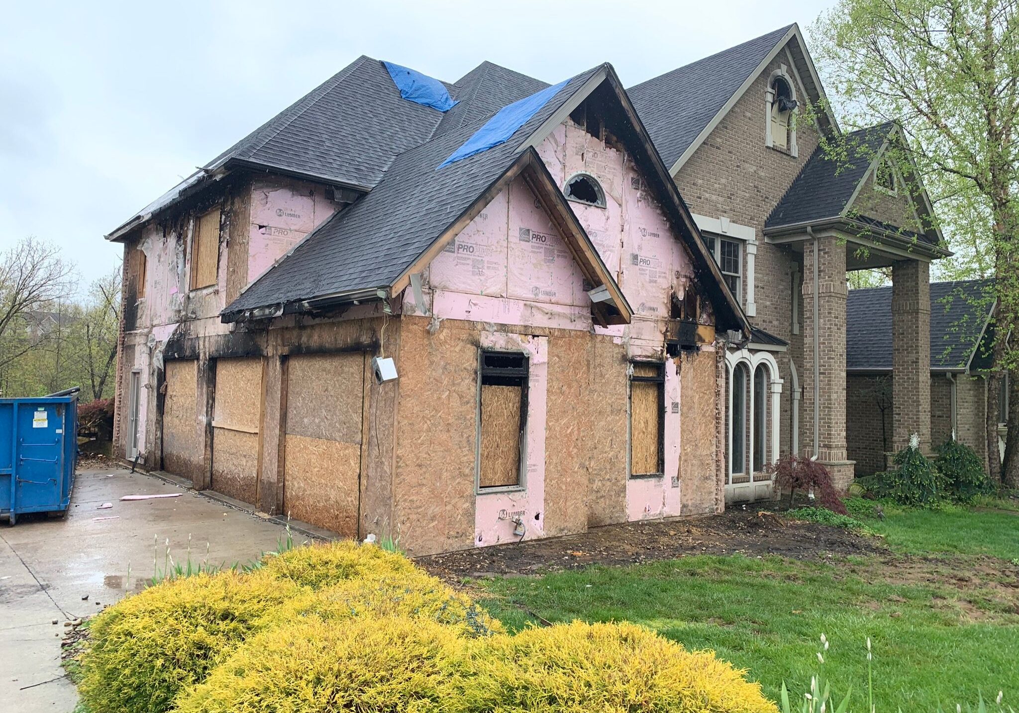 Damaged house under renovation