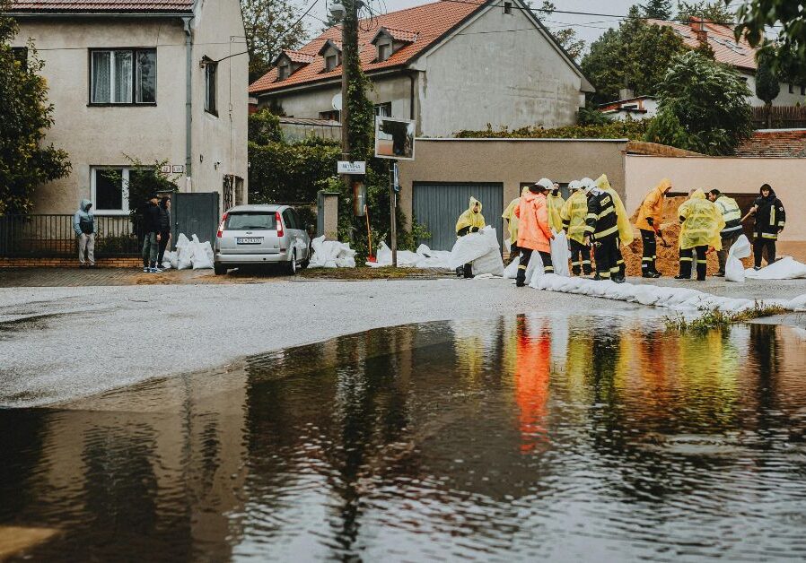 Residential area affected by flooding