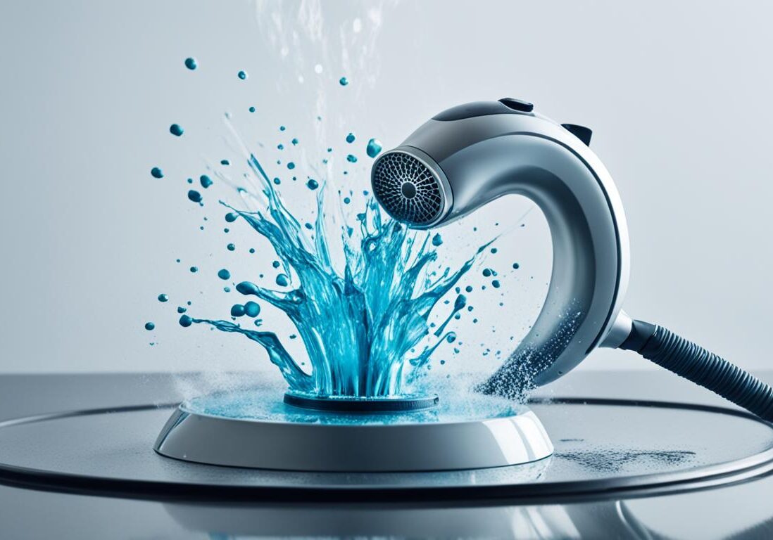 Innovative appliance with blue water burst