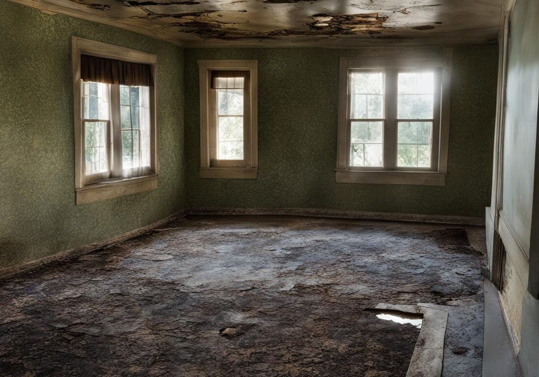 Empty room with worn-out floor
