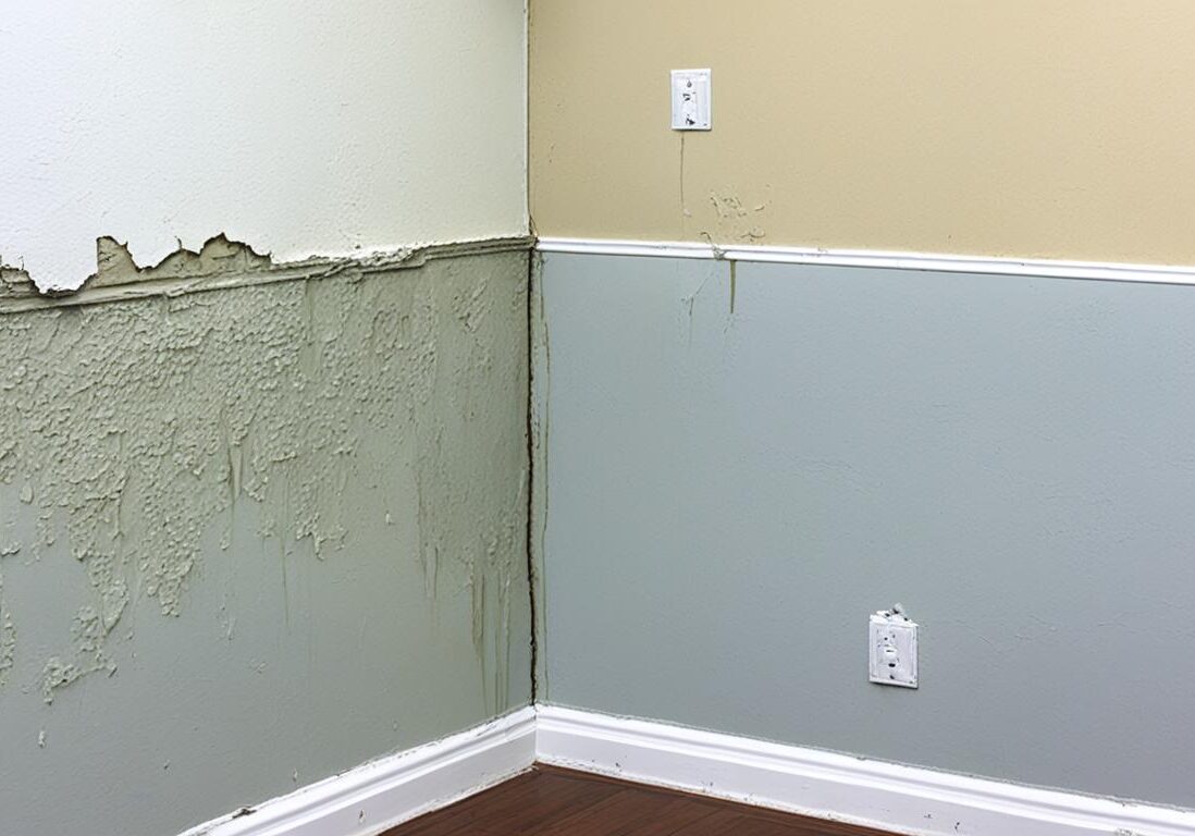 Corner with severe wall deterioration
