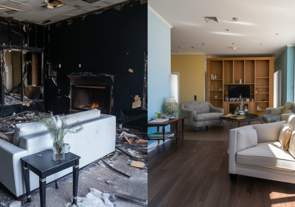Before and after living room transformation