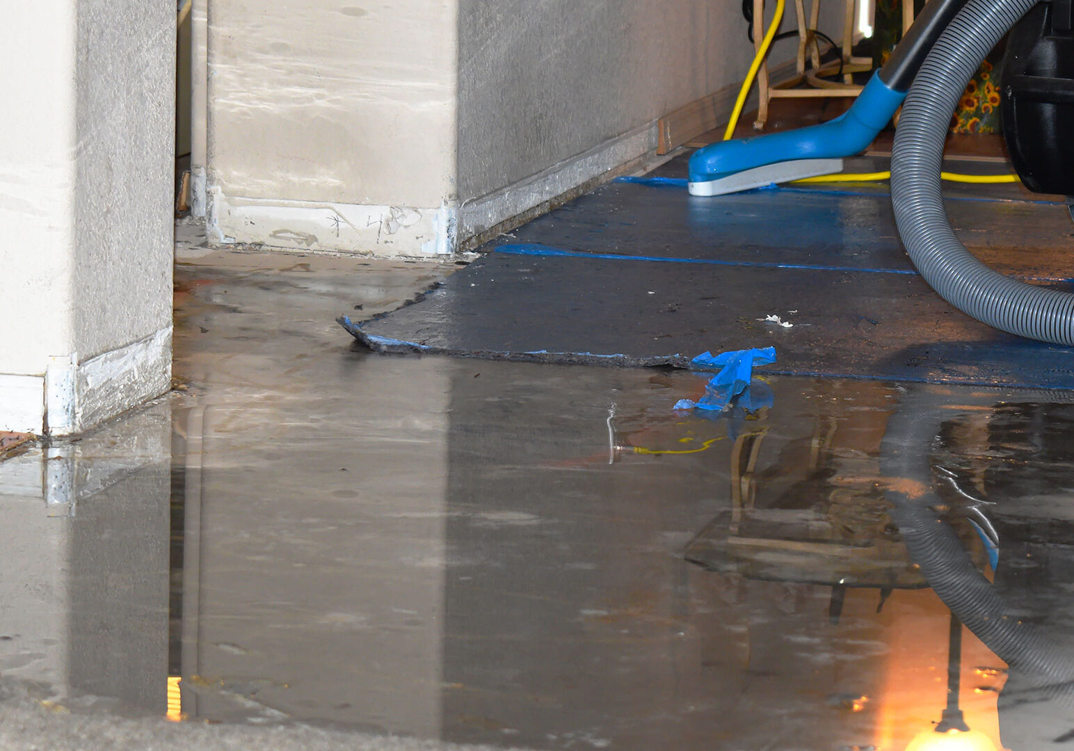 Indoor flooding requiring immediate water extraction.